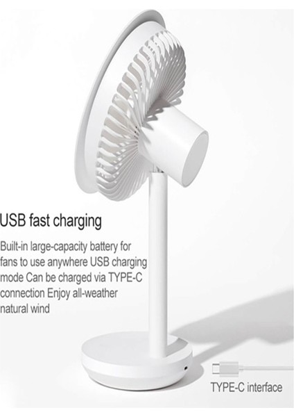 Vantilatör USB Şarj Masaüstü Şarjlı Otomatik Döner Başlıklı Vantilatör Elektrik Fan Beyaz modelleri