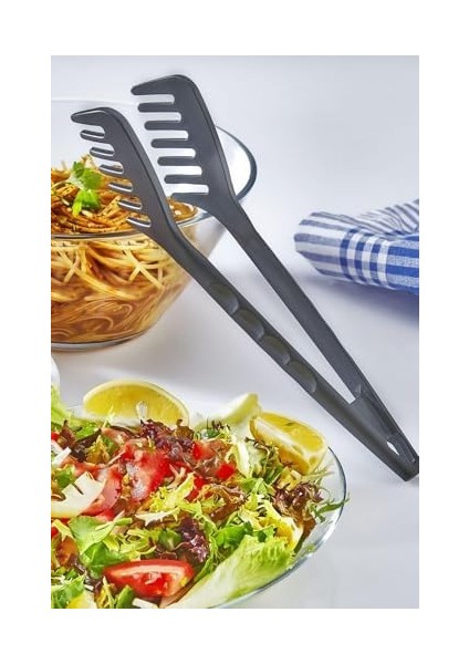 Diyarı Pratik Yanmaz Yapışmaz Yüksek Isıya Dayanıklı Sert Plastik Makarna ve Salata Servis Maşası Siyah fiyatları