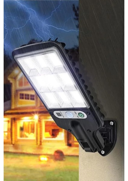 Model Güneş Enerjili Solar 120 Ledli 3 Modlu Su Geçirmez Bahçe Kapı Önü Lambası