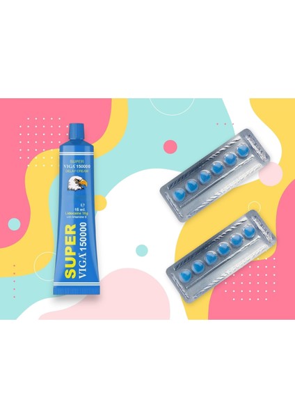 1 Kutu Super 150000 Erkek Ozel Krem +12 Adet 130 Mg Erkek Performans Artirici & Gecikme Takviye Mavitablet