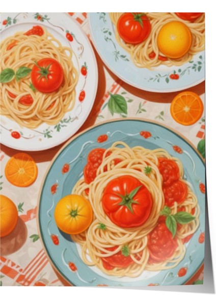 Çerçevesiz Poster, Renkli Kahvaltı Tabağı – Üstten Kompozisyon, Mutfak Dekoru Poster No: 109944