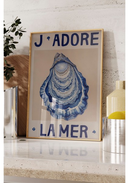 Ahşap Çerçeveli Tablo, Mavi Midye Illüstrasyonu – Sahil Esintisi, Banyo Dekoru Poster No: 109764 fırsatları
