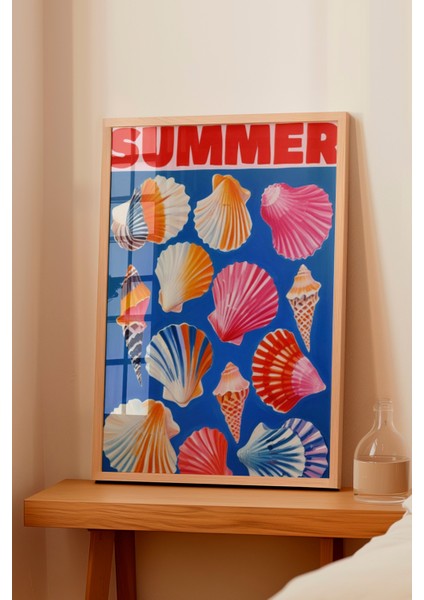 Ahşap Çerçeveli Tablo, Deniz Kabukları Yaz Kompozisyonu, Banyo Dekoru Poster No: 109761 fiyatları