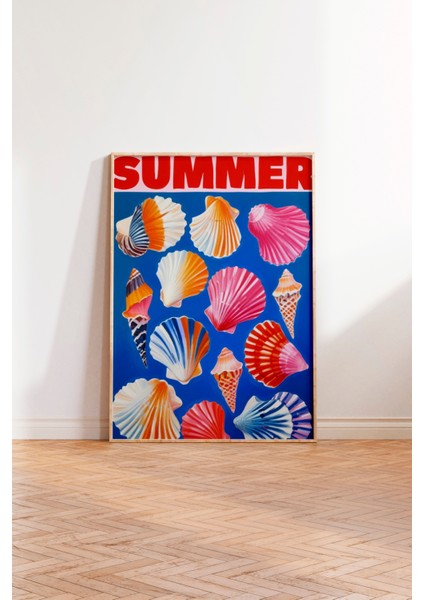 Ahşap Çerçeveli Tablo, Deniz Kabukları Yaz Kompozisyonu, Banyo Dekoru Poster No: 109761 modelleri