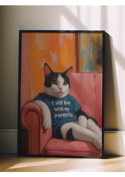 Siyah Çerçeveli Tablo, Dinlenen Kedi – Stilize Ev Sahnesi, Ofis Dekoru Poster No: 109816 fiyatları