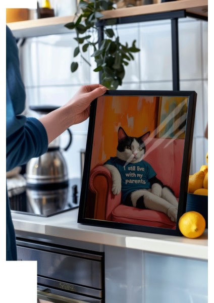 Siyah Çerçeveli Tablo, Dinlenen Kedi – Stilize Ev Sahnesi, Ofis Dekoru Poster No: 109816 modelleri