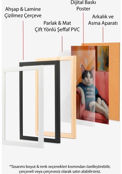 Siyah Çerçeveli Tablo, Dinlenen Kedi – Stilize Ev Sahnesi, Ofis Dekoru Poster No: 109816