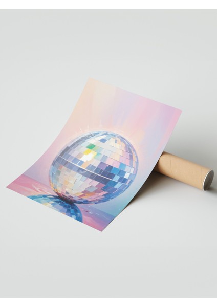 Çerçevesiz Poster, Yansımalı Disko Topu – Mavi-Pembe Işıklar, Genç Odası Dekoru Poster No: 110019 modelleri