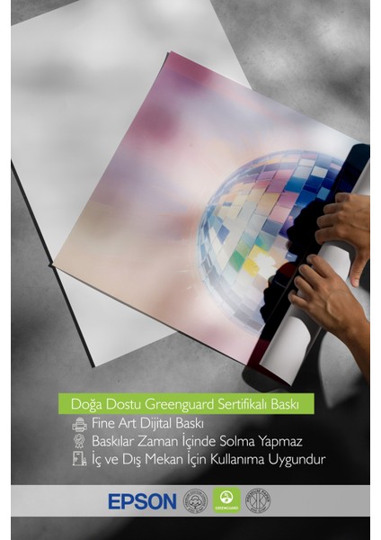 Çerçevesiz Poster, Yansımalı Disko Topu – Mavi-Pembe Işıklar, Genç Odası Dekoru Poster No: 110019