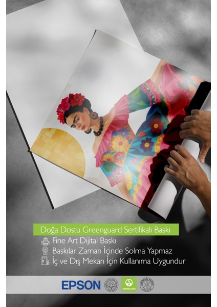 Beyaz Çerçeveli Tablo, Çiçekli Elbise Giyen Kadın – Moda Portresi, Ofis Dekoru Poster No: 109951 indirimleri