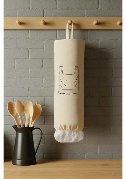 - Poşet Organizeri, Poşet Sepeti, Mutfak Poşet Düzenleyici Krem