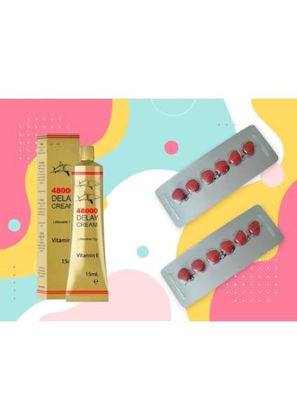 1 Kutu Power 48000 Erkek Gecikme Krem + 12 Adet S-130 Mg Erkeklere Ozel Cinsel Performansı Arttıran & Delaay Takviye Kirmizi Tablet