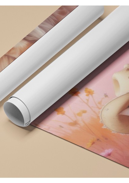 Çerçevesiz Poster, Pofuduk Kedi – Sevimli Illüstrasyon, Yatak Odası Dekoru Poster No: 110022 fırsatları