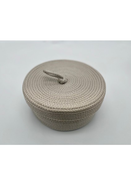 Kapaklı Dekoratif Kahverengi Jüt Sepet