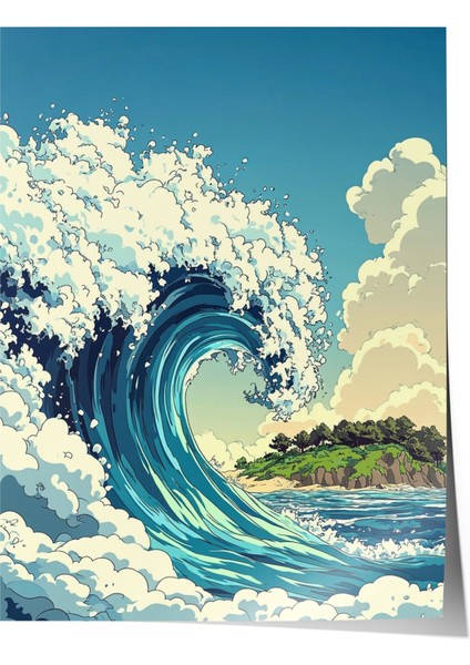 Çerçevesiz Poster, Büyük Okyanus Dalgası – Japon Sanatı, Salon Dekoru Poster No: 110241
