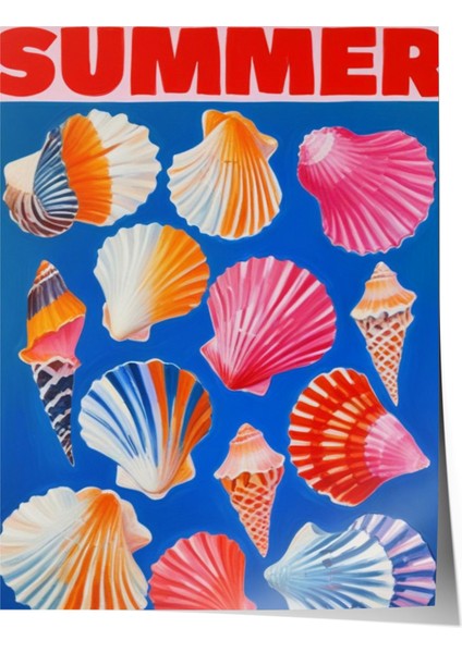 Çerçevesiz Poster, Deniz Kabukları Yaz Kompozisyonu, Banyo Dekoru Poster No: 109761
