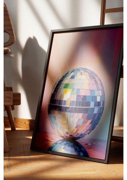 Siyah Çerçeveli Tablo, Yansımalı Disko Topu, Genç Odası Dekoru Poster No: 110019 fırsatları