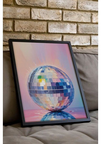 Siyah Çerçeveli Tablo, Yansımalı Disko Topu, Genç Odası Dekoru Poster No: 110019 indirimleri