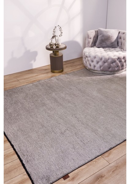 Cristiano Gri Düz Etnik Modern Desenli Pamuk Hav Vermeyen Leke Tutmayan Kolay Temizlenen Yumuşak Makine Salon Yolluk Mutfak Halı