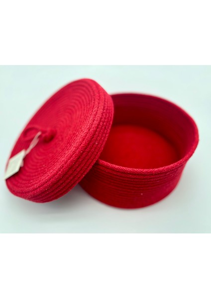 Kapaklı Dekoratif Kırmızı Jüt Sepet fiyatları