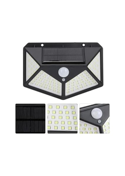 Solar Hareket Sensörlü Dış Ortam Bahçe Aydınlatması, Güneş Enerjili, Su Geçirmez, 100 Ledli, Beyaz Işık, (2 Adet) fiyatları