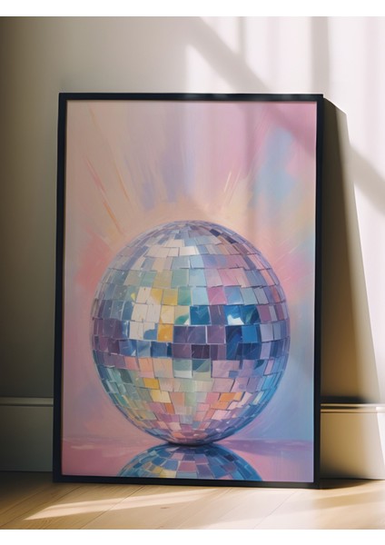 Siyah Çerçeveli Tablo, Disko Topu – Parlak Pastel Yansıma, Genç Odası Dekoru Poster No: 110017 fiyatları