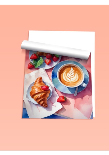 Çerçevesiz Poster, Kruvasan & Kahve – Şık Kahvaltı Kompozisyonu, Mutfak Dekoru Poster No: 109908 fiyatları