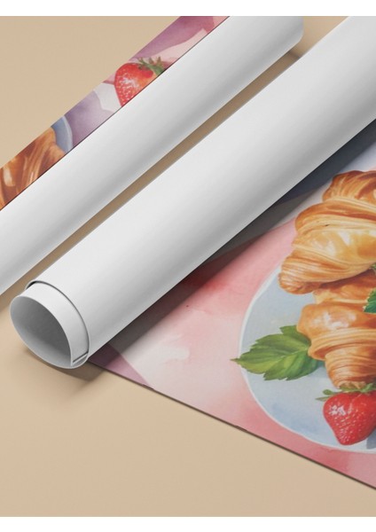 Çerçevesiz Poster, Kruvasan & Kahve – Şık Kahvaltı Kompozisyonu, Mutfak Dekoru Poster No: 109908 fırsatları
