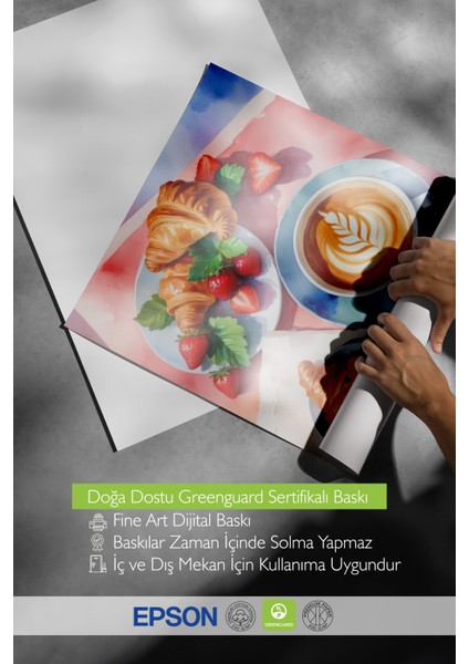 Çerçevesiz Poster, Kruvasan & Kahve – Şık Kahvaltı Kompozisyonu, Mutfak Dekoru Poster No: 109908