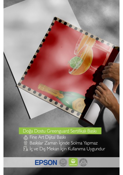 Ahşap Çerçeveli Tablo, Şampanya Kadehi – Retro Illüstrasyon, Mutfak Dekoru Poster No: 109708