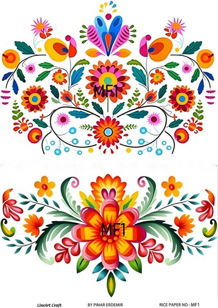 Macar Serisi Mf1 Folklorik, Renkli Desen 30*42 cm Pirinç Dekopaj
