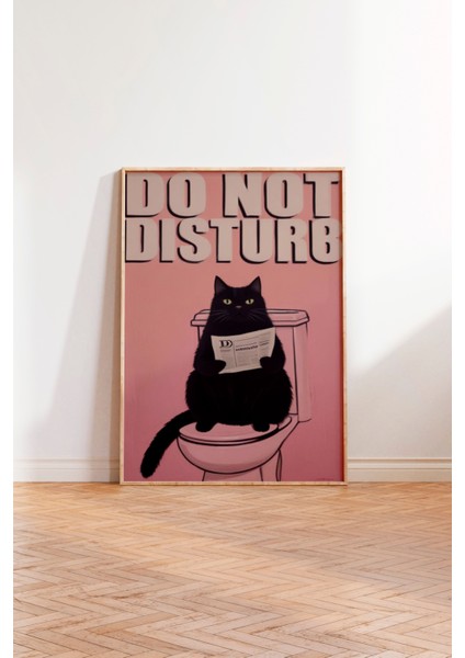 Ahşap Çerçeveli Tablo, Do Not Dısturb – Komik Kedi Tipografisi, Ofis Dekoru Poster No: 109805 modelleri