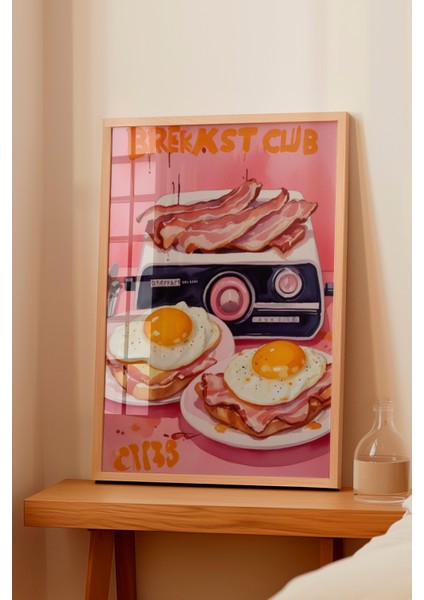 Ahşap Çerçeveli Tablo, Kaset ve Kahvaltı: Retro Mutfak, Mutfak Dekoru Poster No: 109724 fiyatları
