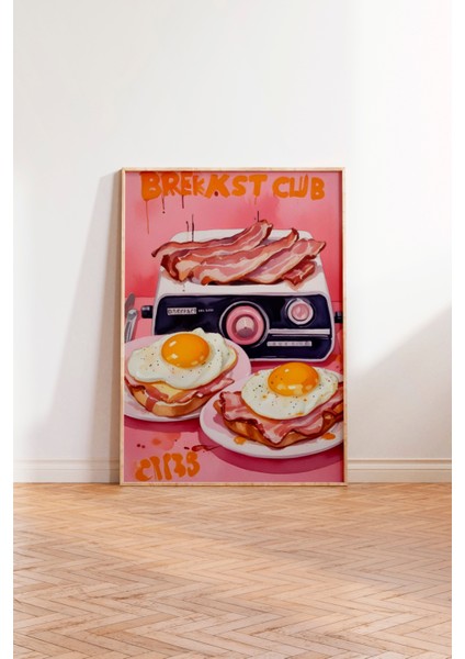 Ahşap Çerçeveli Tablo, Kaset ve Kahvaltı: Retro Mutfak, Mutfak Dekoru Poster No: 109724 modelleri