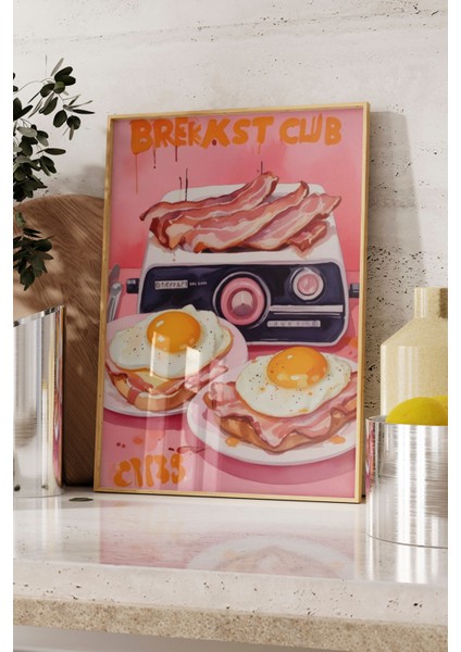 Ahşap Çerçeveli Tablo, Kaset ve Kahvaltı: Retro Mutfak, Mutfak Dekoru Poster No: 109724 fırsatları