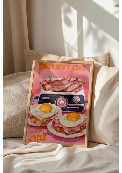 Ahşap Çerçeveli Tablo, Kaset ve Kahvaltı: Retro Mutfak, Mutfak Dekoru Poster No: 109724 indirimleri