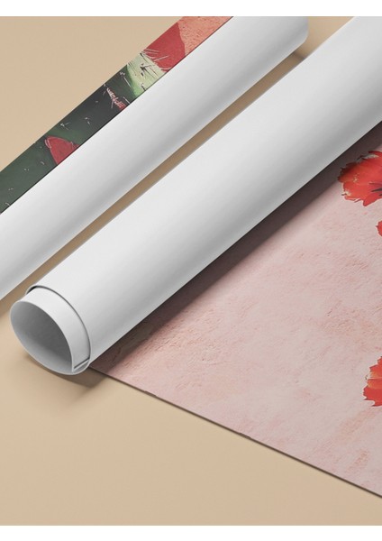 Çerçevesiz Poster, Kırmızı Çiçekli Kaktüs Illüstrasyonu, Salon Dekoru Poster No: 110907 fırsatları