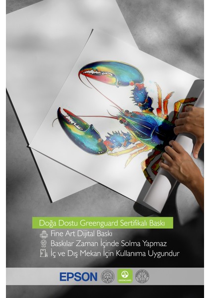 Ahşap Çerçeveli Tablo, Mavi Istakoz Çizimi, Mutfak Dekoru Poster No: 110096