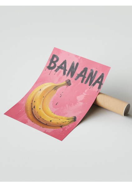 Çerçevesiz Poster, Pop-Art Muz Illüstrasyonu, Mutfak Dekoru Poster No: 109714 modelleri