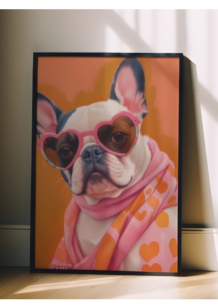 Siyah Çerçeveli Tablo, Şirin Gözlüklü Köpek – Komik Çizim, Genç Odası Dekoru Poster No: 109723 fiyatları