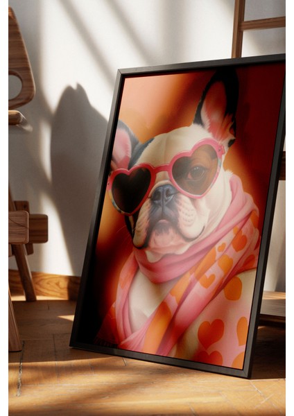 Siyah Çerçeveli Tablo, Şirin Gözlüklü Köpek – Komik Çizim, Genç Odası Dekoru Poster No: 109723 fırsatları