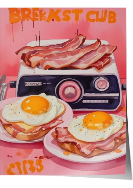 Çerçevesiz Poster, Kaset ve Kahvaltı: Retro Mutfak, Mutfak Dekoru Poster No: 109724