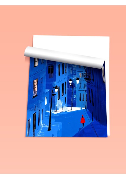 Çerçevesiz Poster, Mavi Gece Şehir Sokakları, Ofis Dekoru Poster No: 110784 fiyatları