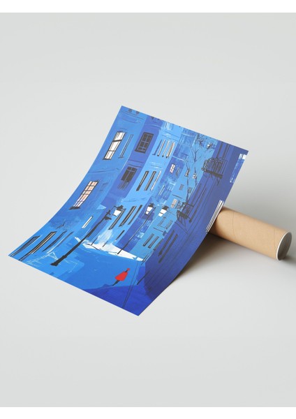 Çerçevesiz Poster, Mavi Gece Şehir Sokakları, Ofis Dekoru Poster No: 110784 modelleri