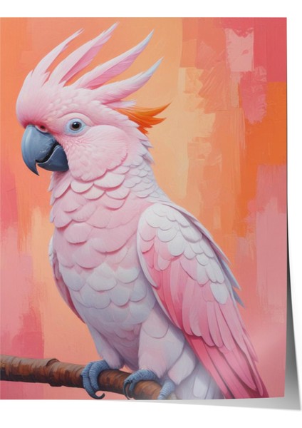 Çerçevesiz Poster, Pembe Kakadu – Tropikal Kuş Portresi, Yatak Odası Dekoru Poster No: 109970