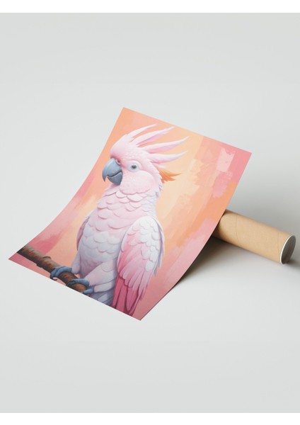Çerçevesiz Poster, Pembe Kakadu – Tropikal Kuş Portresi, Yatak Odası Dekoru Poster No: 109970 modelleri