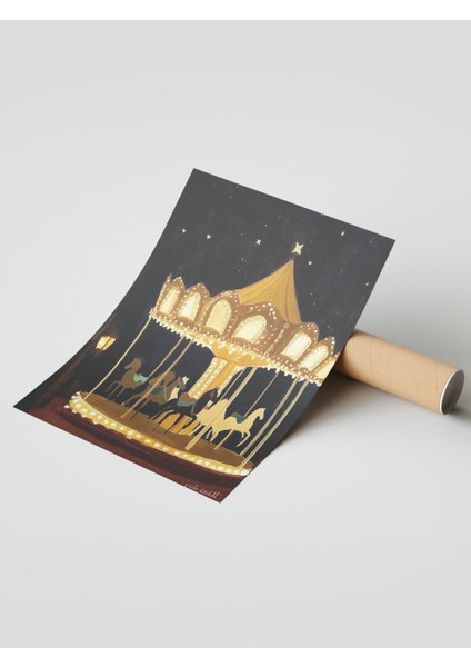 Çerçevesiz Poster, Gece Lunapark Atlı Karınca, Genç Odası Dekoru Poster No: 110247 modelleri