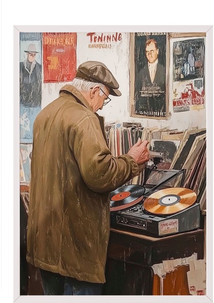 Beyaz Çerçeveli Tablo, Atölyede Ressam – Sanat Sahnesi, Ofis Dekoru Poster No: 110288