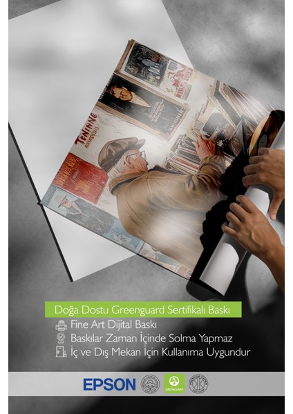 Beyaz Çerçeveli Tablo, Atölyede Ressam – Sanat Sahnesi, Ofis Dekoru Poster No: 110288 indirimleri