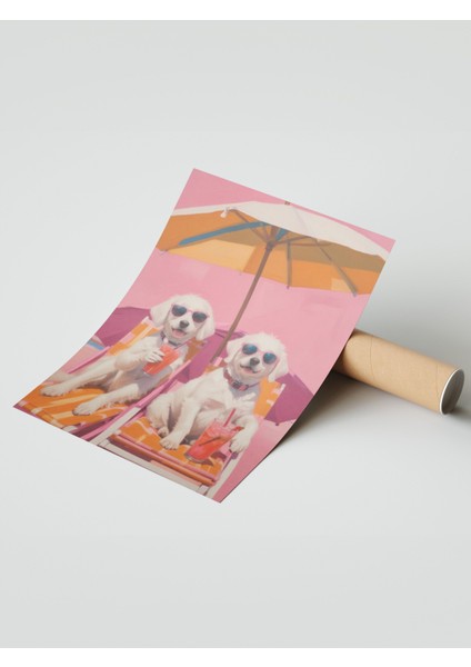 Çerçevesiz Poster, Şemsiye Altında Iki Köpek, Genç Odası Dekoru Poster No: 109814 modelleri